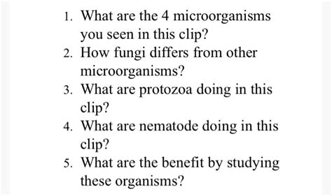 Solved 1. What are the 4 microorganisms you seen in this | Chegg.com 