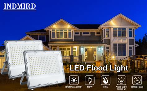 INDMIRD 150W LED Flood Light Outdoor Security Lights Wall Lighting