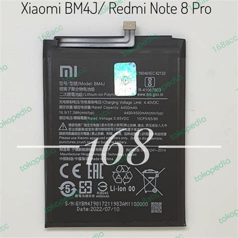 Jual Baterai Batre Xiaomi Redmi Note 8 Pro Original Batere Bm4j Bm 4j