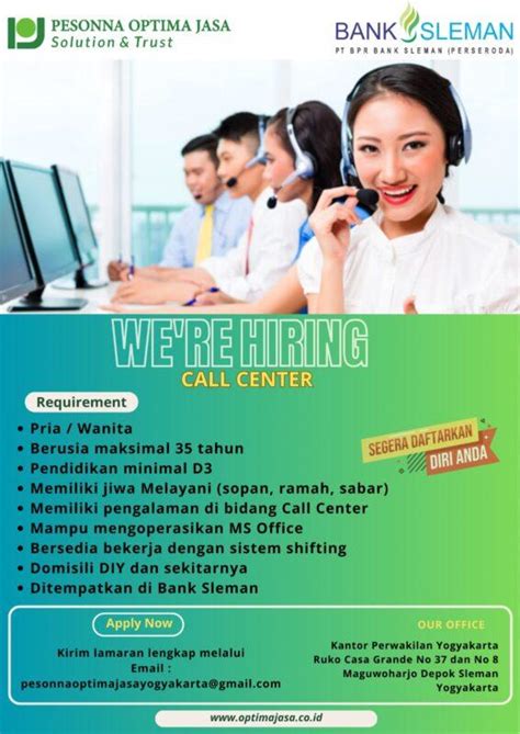 Lowongan Kerja Call Center Di PT Pesonna Optima Jasa LokerJogja ID