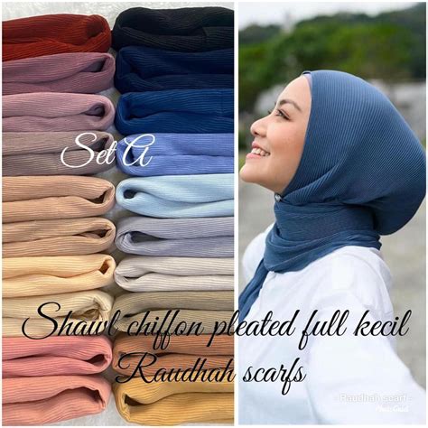 New Tudung Shawl Chiffon Full Pleated Plain Pleated Kecil Shopee Malaysia