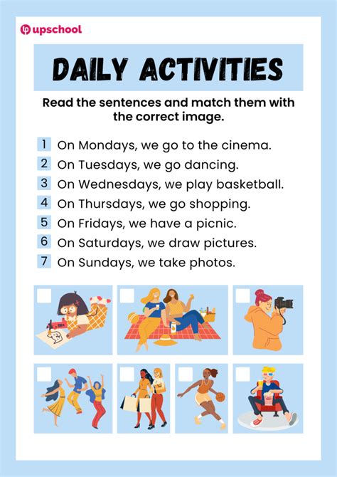 Daily Activities Worksheet Upschool Co Resource Centre