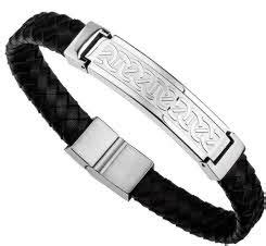 Mens Sterling Silver Celtic Bracelet Leather