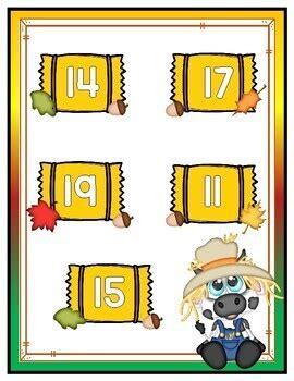 Scarecrow Pals Number Match 11 20 File Folder Game Fall Counting Activity