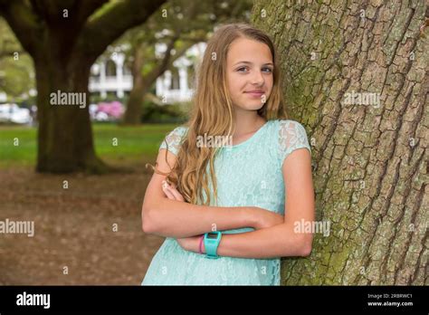 A Teenage Blonde Model Posing Outdoors Stock Photo Alamy