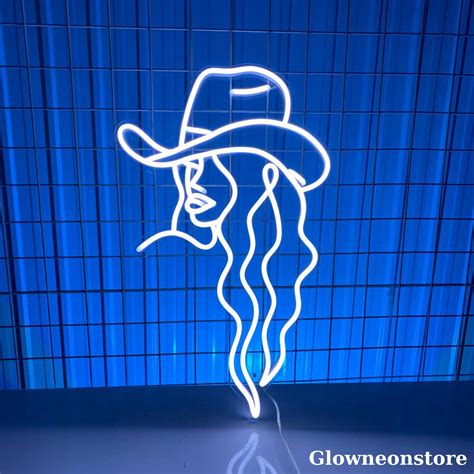 Glowneon Cool Cowgirl Neon Sign Cowgirl Led Sign Custom Girl Art Led