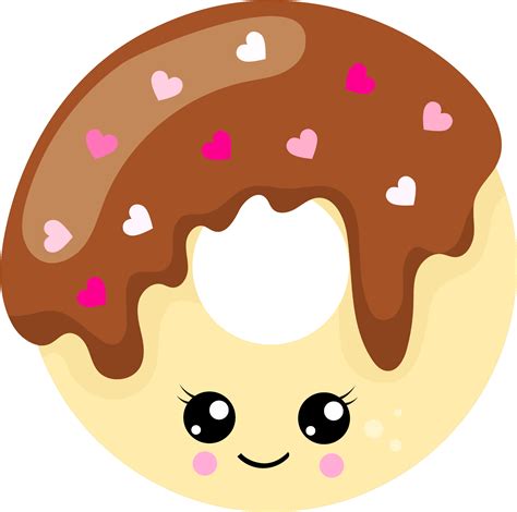 Chocolate Heart Doughnut Kawaii Doughnut Kawaii Clip Art Png