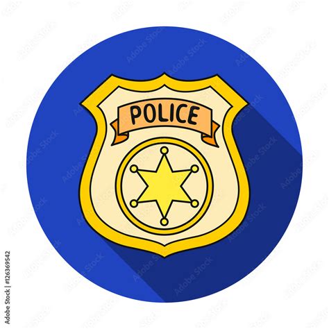 Police Officer Badge Icon In Flat Style Isolated On White Background