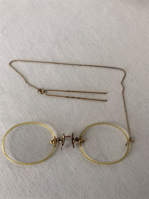 Vintage Eyeglasses With Hair Pin On Gold Chain And Original Etsy