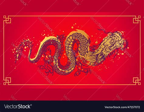 Golden chinese dragon tattoo Royalty Free Vector Image