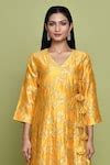 Buy Yellow Summer Silk Woven Floral Jaal V Neck Pattern Anarkali