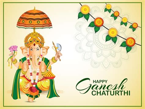 Fondo De Celebración Del Festival Indio Feliz Ganesh Chaturthi Vector Premium