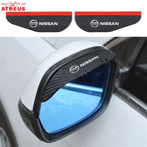 2pcs Nissan Carbon Fiber Car Rear View Mirror Rain Eyebrow Rainproof