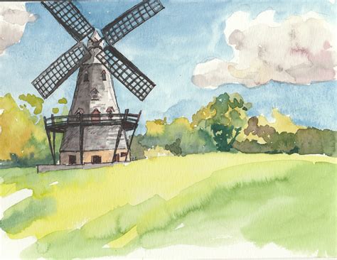 Watercolor Windmill At Getdrawings Free Download