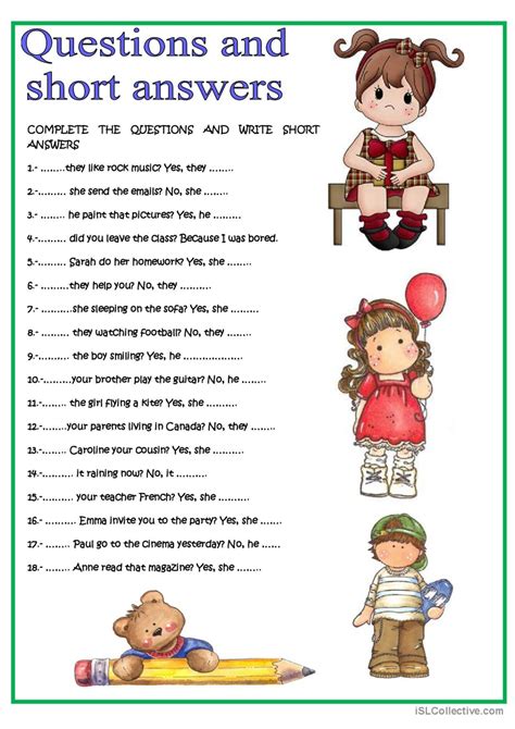 QUESTIONS AND SHORT ANSWERS English ESL Worksheets Pdf Doc