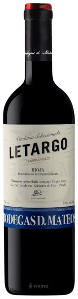 D Mateos Letargo Vendimia Seleccionada Tempranillo Vivino