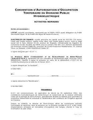 Fillable Online Convention Doccupation Precaire Du Domaine Public Fax