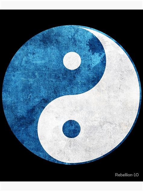 Blue Yin Yang Symbol Poster By Rebellion 10 Redbubble