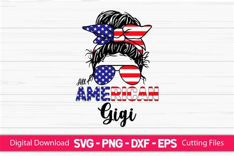 All American Gigi Messy Bun Graphic By CraftartSVG Creative Fabrica