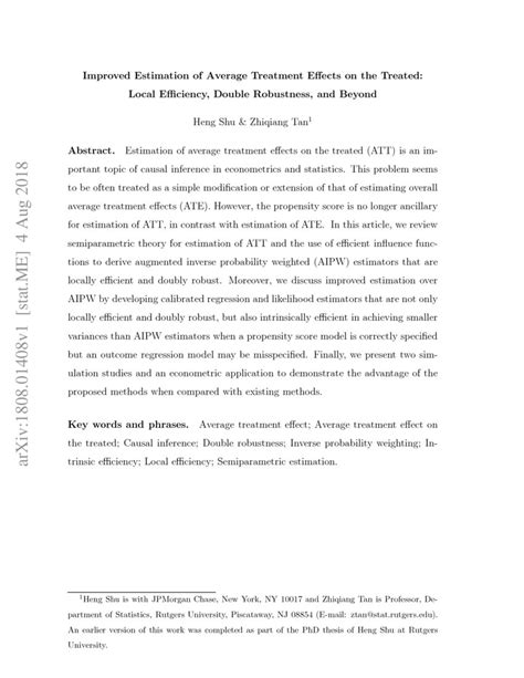 Improved Estimation Of Average Treatment Effects On The Treated Local