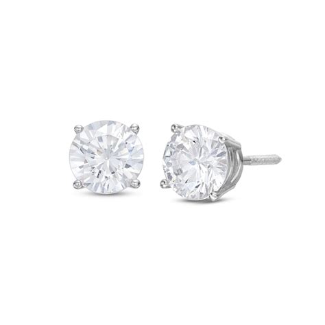 Diamond Solitaire Stud Earrings 1 12 Ct Tw Round Cut 14k White Gold I