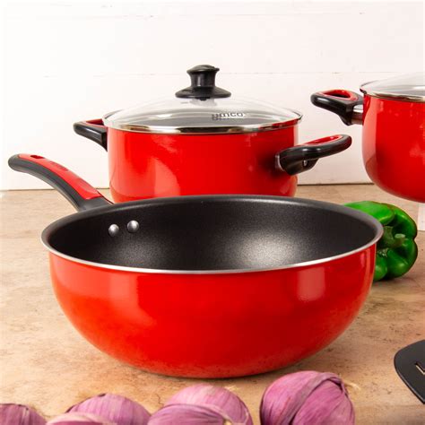 Umco Olla Para Inducci N De Aluminio Piezas Milano Rojo Negro