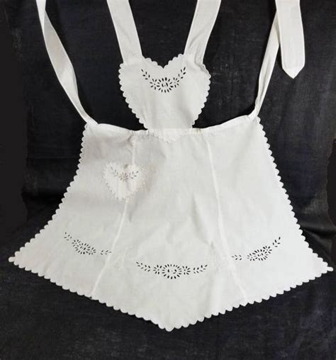 Apron Handmade Eyelet Cotton Linen Embroidered White On Etsy