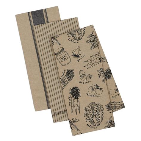 French Market Black Kitchen Towel Set Retro Barn Country Linens