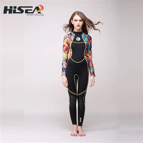 New Hisea 3mm Neoprene Jumpsuit Long Sleeve Wetsuit Women Diving