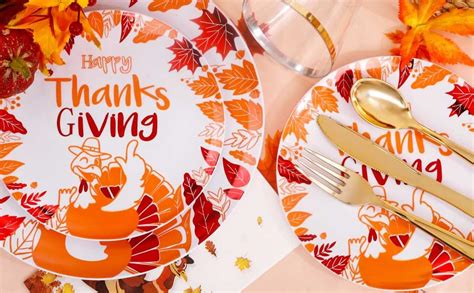 Amazon Gather Pieces Thanksgiving Plastic Plates Disposable