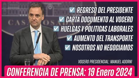 ULTIMO MOMENTO Conferencia De Prensa De Hoy 19 De Enero Del Vocero