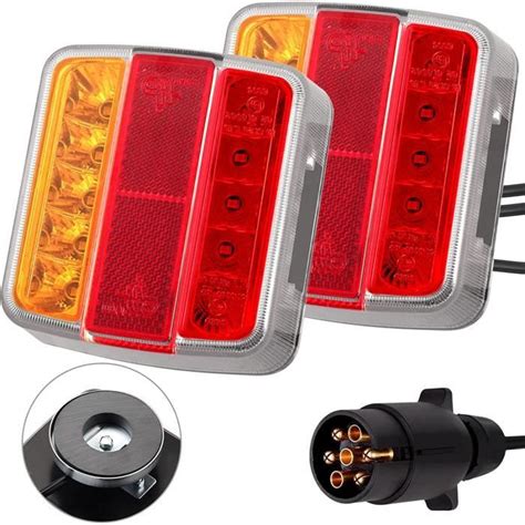 18 Led Feu Arrière Pour Remorque Magnétique Avec Réflecteur 2Pcs Feux