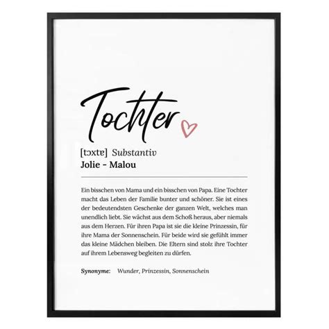 Personalisiertes Poster Definition Tochter Wall Art De