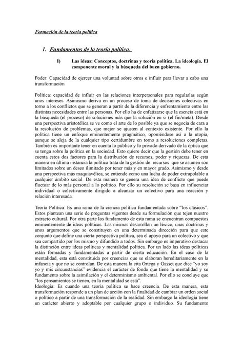 Apuntes Formacion de la teoria politica Formación de la teoría