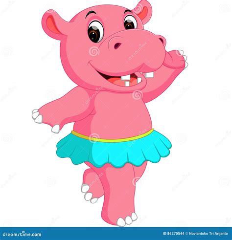 Cute Hippo Dancing Cartoon Stock Vector Illustration Of River 86270544