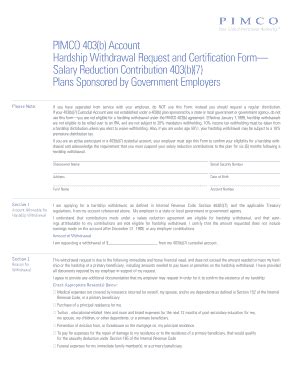 Fillable Online B Hardship Withdrawal Form Pimco Fax Email Print