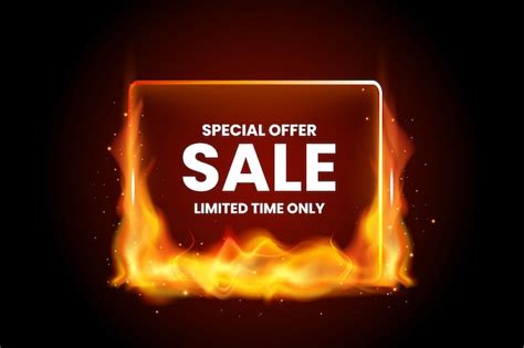 Premium Vector Realistic Hot Fire Flame Label Composition Banner