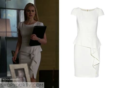 Suits: Season 4 Episode 8 Katrina's White Ruffle Front Dress | Shop Your TV | Stylish work ...