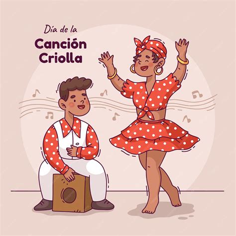 Flache Dia de la Cancion Criolla-Illustration | Premium Vektor