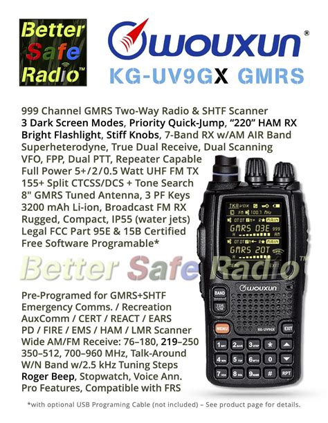 Wouxun Kg Uv G Pro Gmrs Two Way Radio Shtf Scanner Bsr In