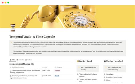 Temporal Vault A Time Capsule Template Notion Marketplace