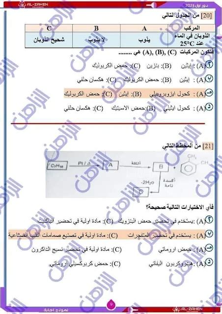 نموذجي~ اجابة امتحان الكيمياء للثانوية العامة 2023 اعرف درجتك