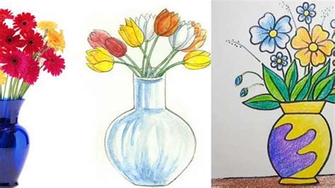 Flower Vase Picture Drawing Best Flower Site