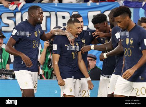 Kylian Mbappe Of France Celebrates With His Team Mates Ibrahima Konate