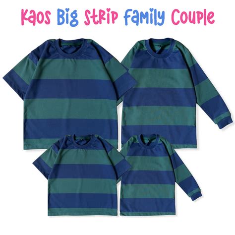 Jual Kaos Big Strip Salur Couple Keluarga Lengan Panjang Pendek Anak