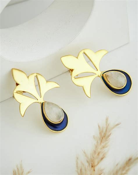 Buy Silver Gold Plated Stud Earrings for Women Online at Fabindia ...