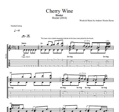 "Cherry Wine" · Hozier || Guitar: Tab + Chords + Sheet Music + Lyrics — Play Like The Greats .com