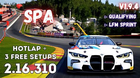 Bmw M Gt Spa Hotlap Free Setup Acc V Youtube