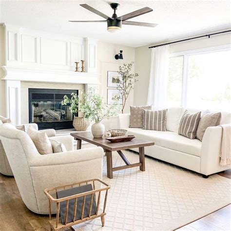 Classic White Living Room with Ceiling Fan - Soul & Lane