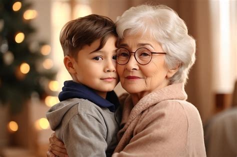 Premium Photo Grandma Hugging Her Grandson